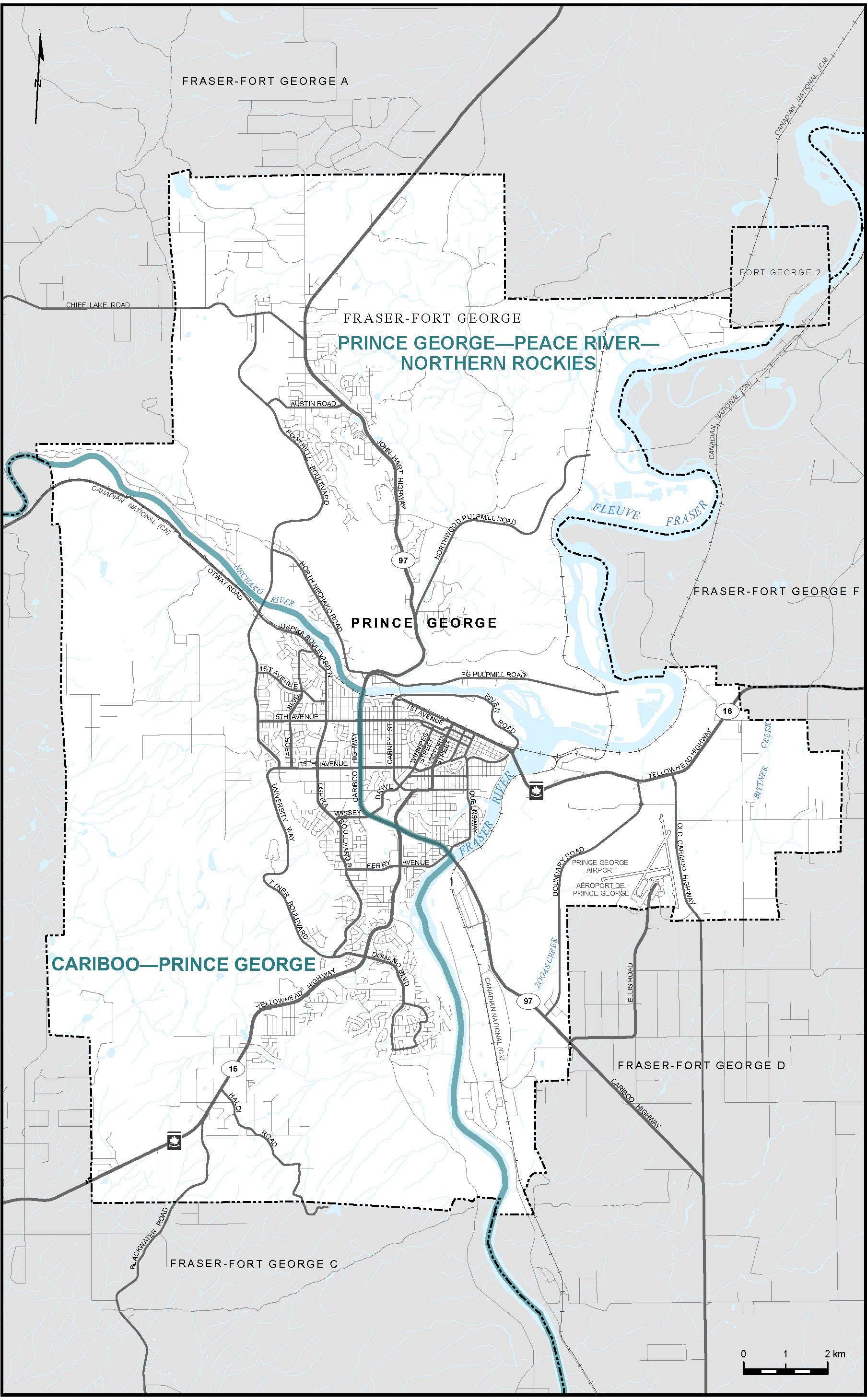 Carte de la ville de Prince George (carte&nbsp;10)